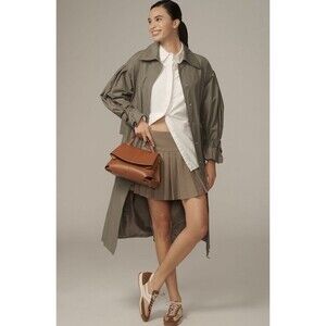 Anthropologie Trench Coat Belted Jacket Moss Preppy Retro Boho Comfy Size XS NWT